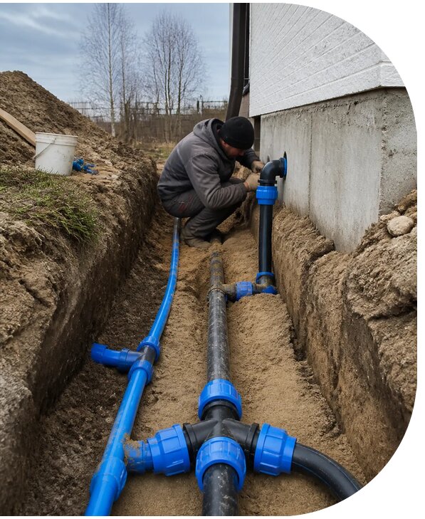 Монтаж наружного водопровода на участке под ключ в Салехарде
